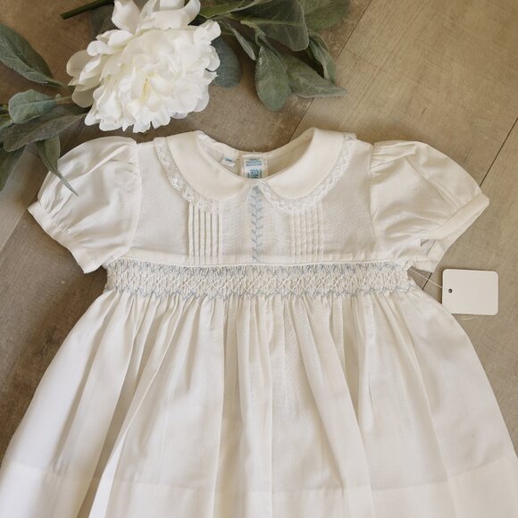 Vintage Smocked Dress Ivory Heirloom Feltman Brothers Special Occasion New - Picture 4 of 6